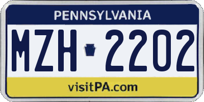 PA license plate MZH2202
