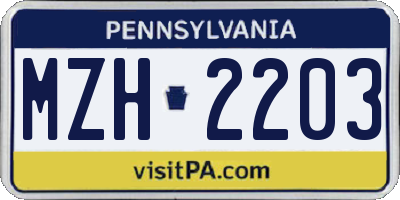 PA license plate MZH2203
