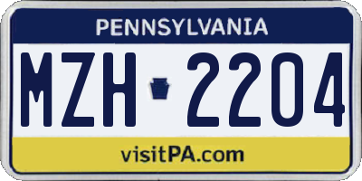 PA license plate MZH2204