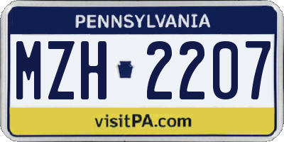 PA license plate MZH2207