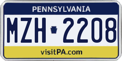 PA license plate MZH2208