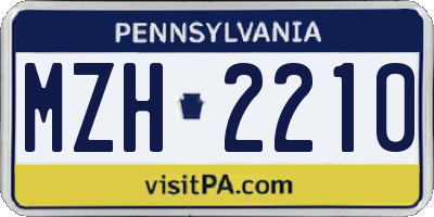 PA license plate MZH2210