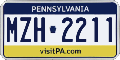 PA license plate MZH2211