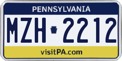 PA license plate MZH2212