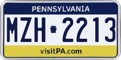 PA license plate MZH2213