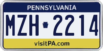 PA license plate MZH2214