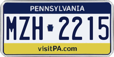 PA license plate MZH2215