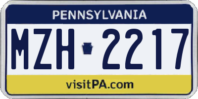 PA license plate MZH2217