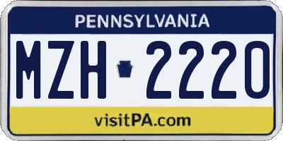 PA license plate MZH2220