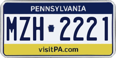 PA license plate MZH2221