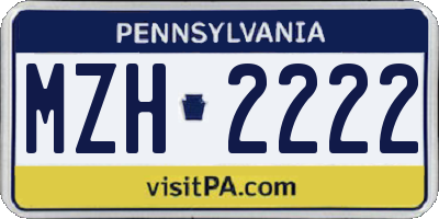 PA license plate MZH2222