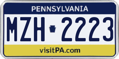 PA license plate MZH2223