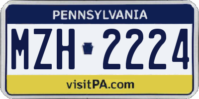 PA license plate MZH2224