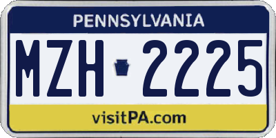 PA license plate MZH2225