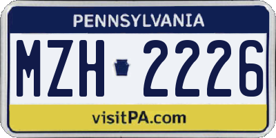 PA license plate MZH2226