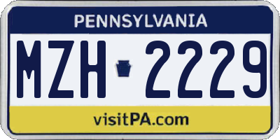 PA license plate MZH2229