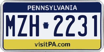 PA license plate MZH2231