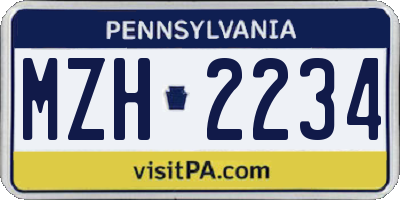 PA license plate MZH2234