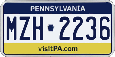 PA license plate MZH2236