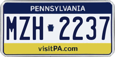 PA license plate MZH2237