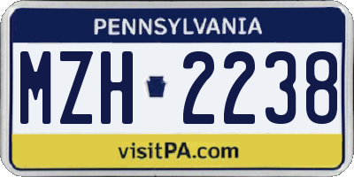 PA license plate MZH2238