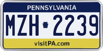 PA license plate MZH2239