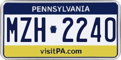 PA license plate MZH2240