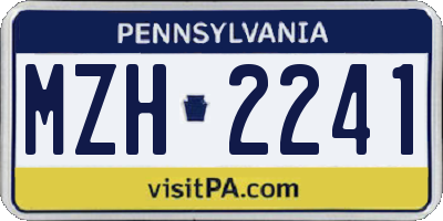 PA license plate MZH2241