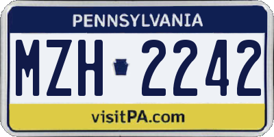 PA license plate MZH2242