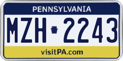 PA license plate MZH2243