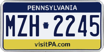 PA license plate MZH2245