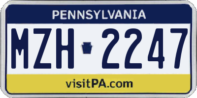 PA license plate MZH2247