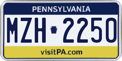 PA license plate MZH2250
