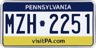 PA license plate MZH2251