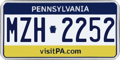 PA license plate MZH2252