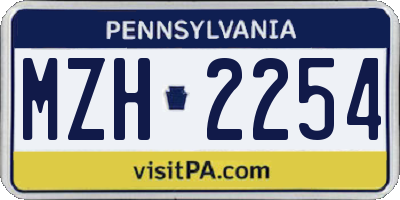 PA license plate MZH2254