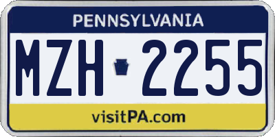 PA license plate MZH2255