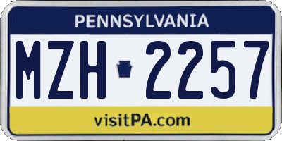 PA license plate MZH2257