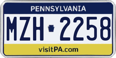 PA license plate MZH2258