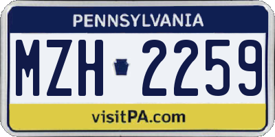 PA license plate MZH2259