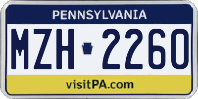 PA license plate MZH2260