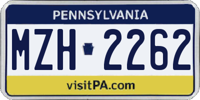 PA license plate MZH2262