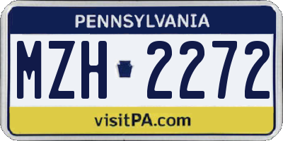 PA license plate MZH2272