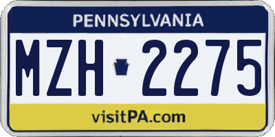 PA license plate MZH2275