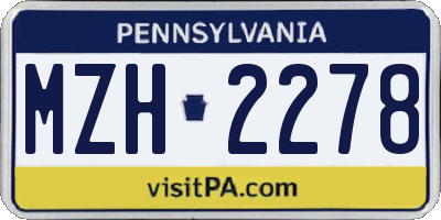 PA license plate MZH2278