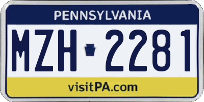 PA license plate MZH2281