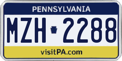PA license plate MZH2288