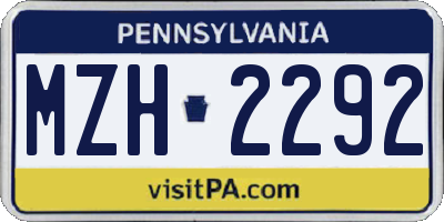 PA license plate MZH2292