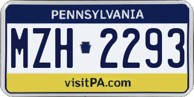PA license plate MZH2293