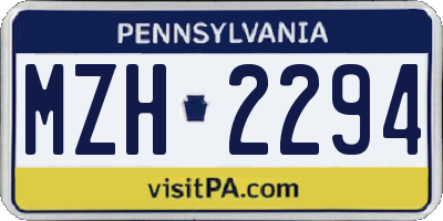 PA license plate MZH2294